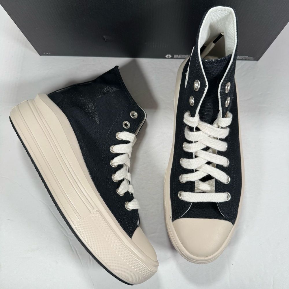 Converse CTAS Move Hi Platform Sneakers Black Natural Ivory Egret Women Size 9 - Picture 2 of 13